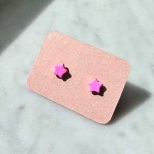 Pink Star Stud Earrings for Kids